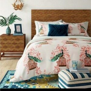 Opal house peacock floral print twin duvet and top and bottom sheets